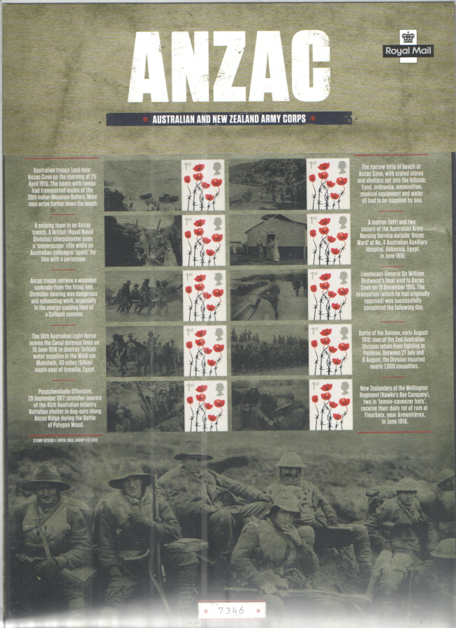 (image for) CS32 2016 ANZAC Royal Mail Commemorative Sheet - Click Image to Close
